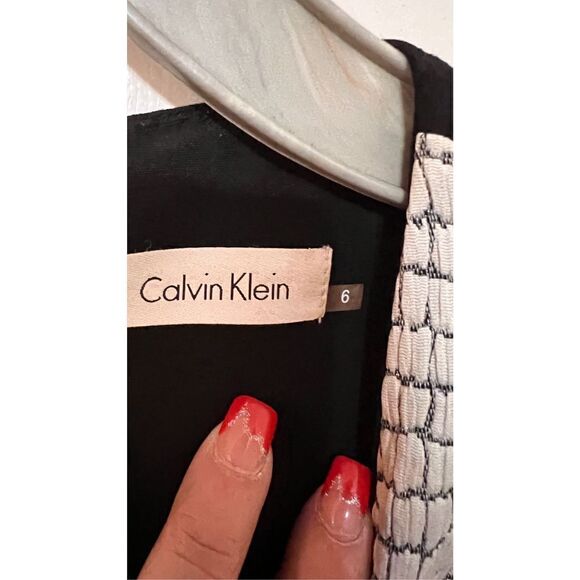 CALVIN KLEIN BLACK WHITE DRESS WOMENS SIZE 6 - Picture 4 of 9